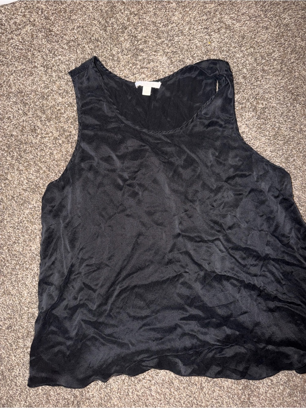 Lunya Washable 100% Silk Tulip Racerback Tank Black Large Luxury Loungewear